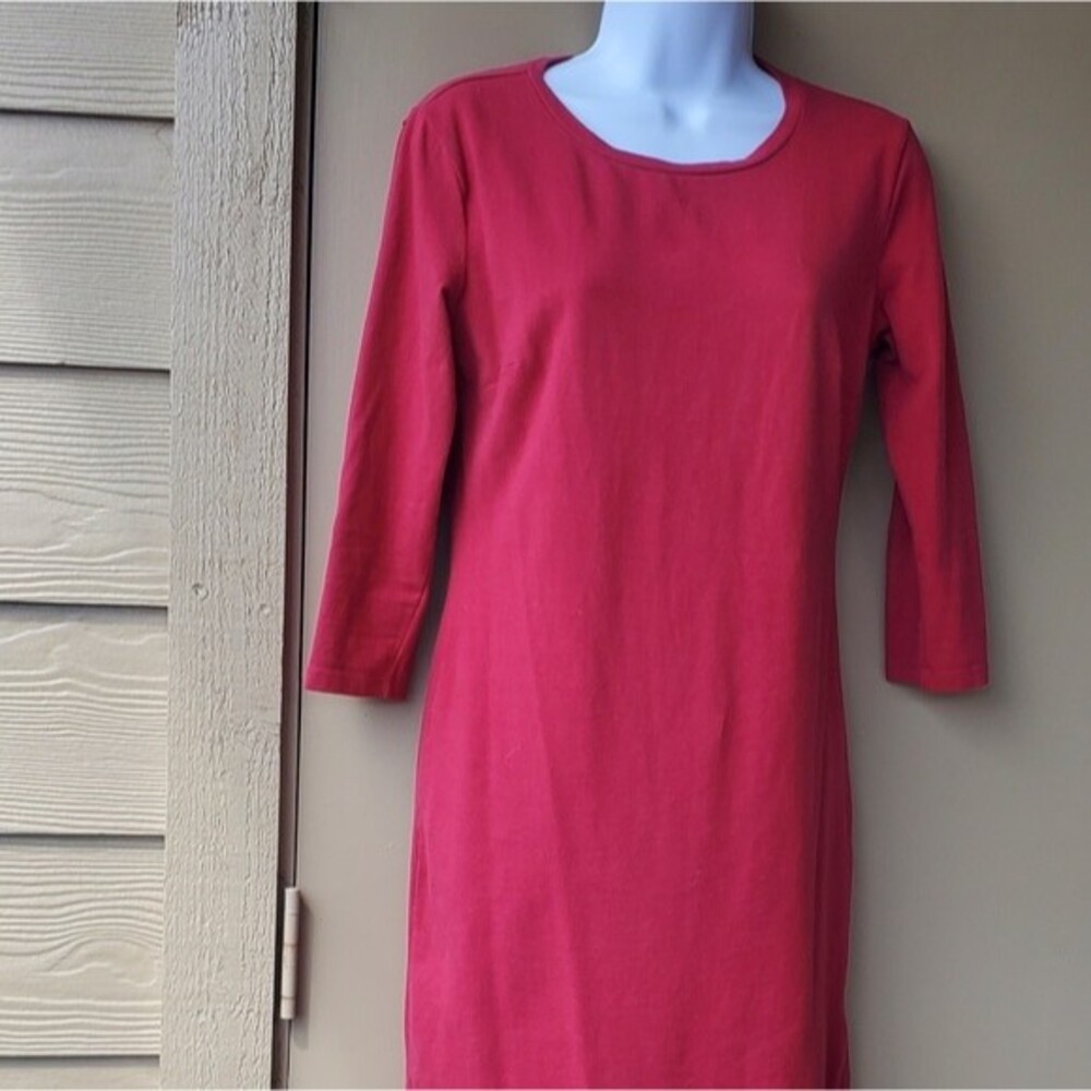 Old Navy 3/4 Sleeve Stretchy Midi Womens Red Petite Dressy Casual Dress sz SP - Picture 4 of 11